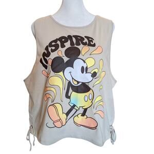 Disney Mickey Mouse Yellow Rainbow Inspire Tie Waist Tank XXL